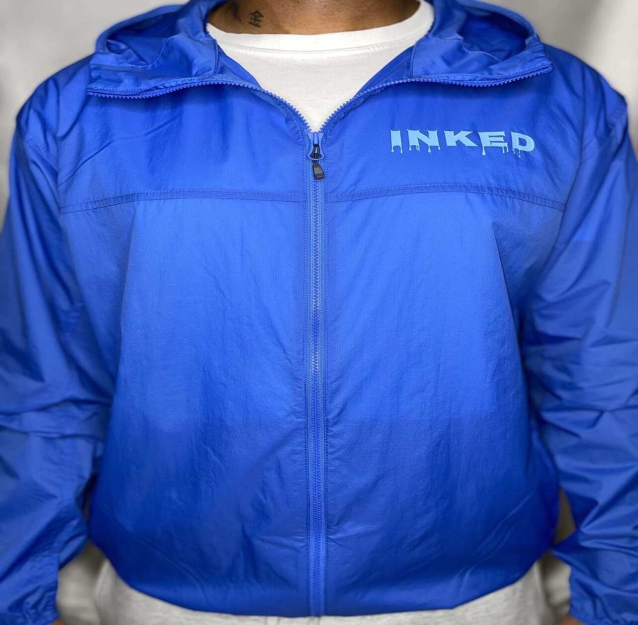 Inked Windbreaker Jacket - Blue